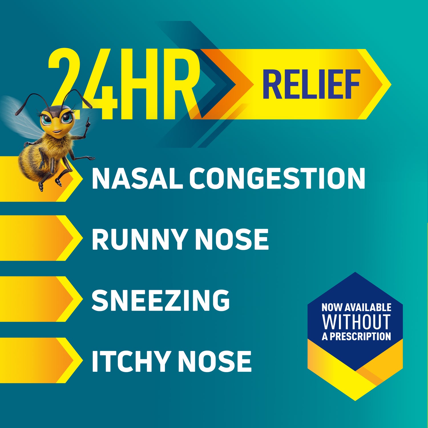 24HR Relief. Now available without a prescription.